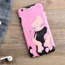 Pink Color Cat Lady Girls TPU Case for iPhone 6 6S 4.7″ Lovely Cute Phone Cases Protective Cover Fashion