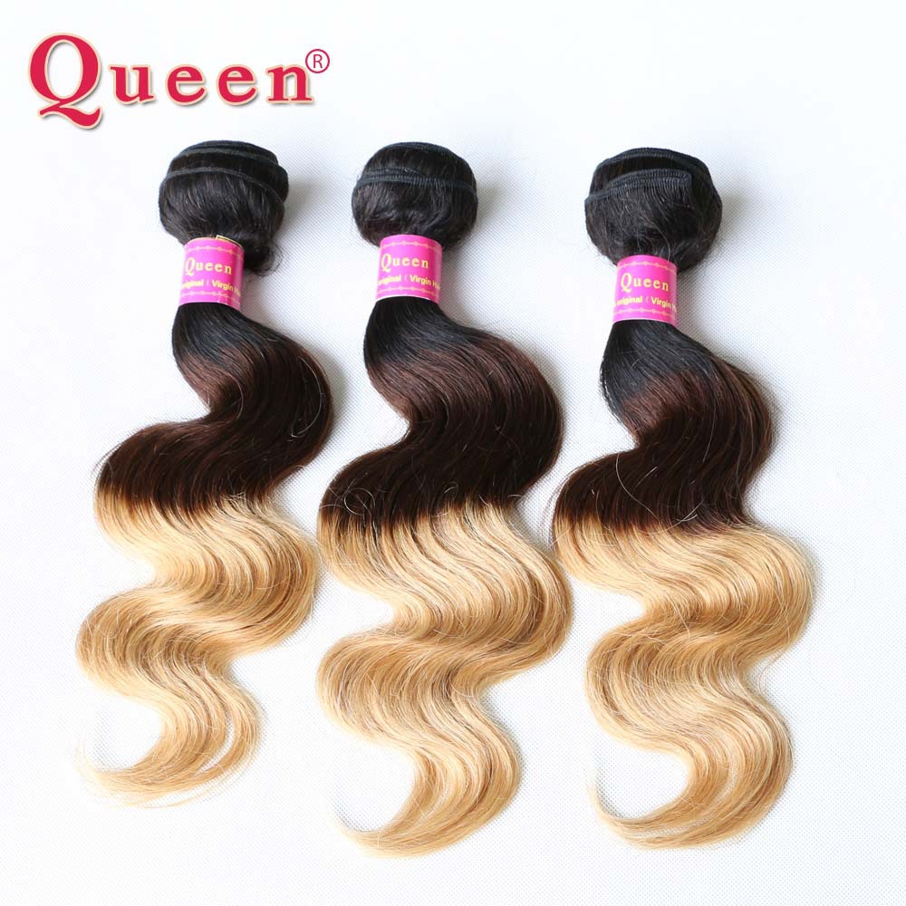 3pcs lot Blonde Peruvian Hair Three Tone Human Hair Extensions Ombre Peruvian Virgin Hair Body Wave Queen Hair Products