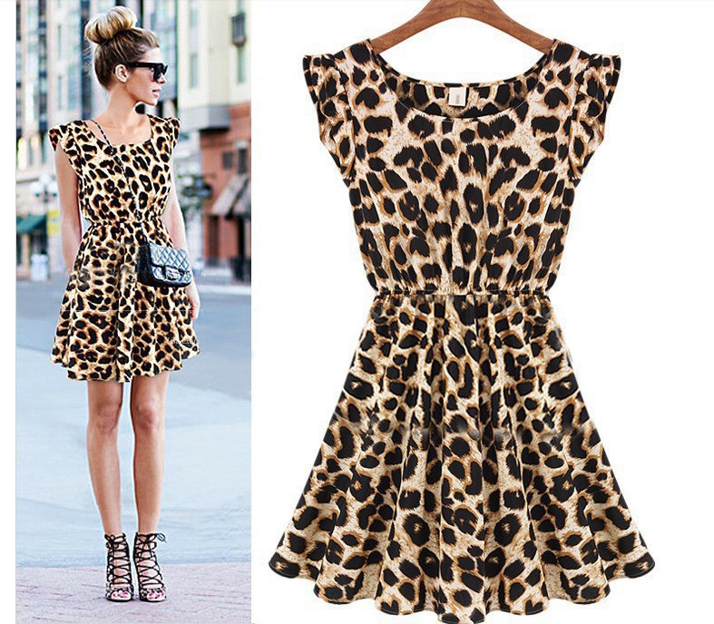 Hot Sale Summer Dress 2014 Round Collar Leopard D...