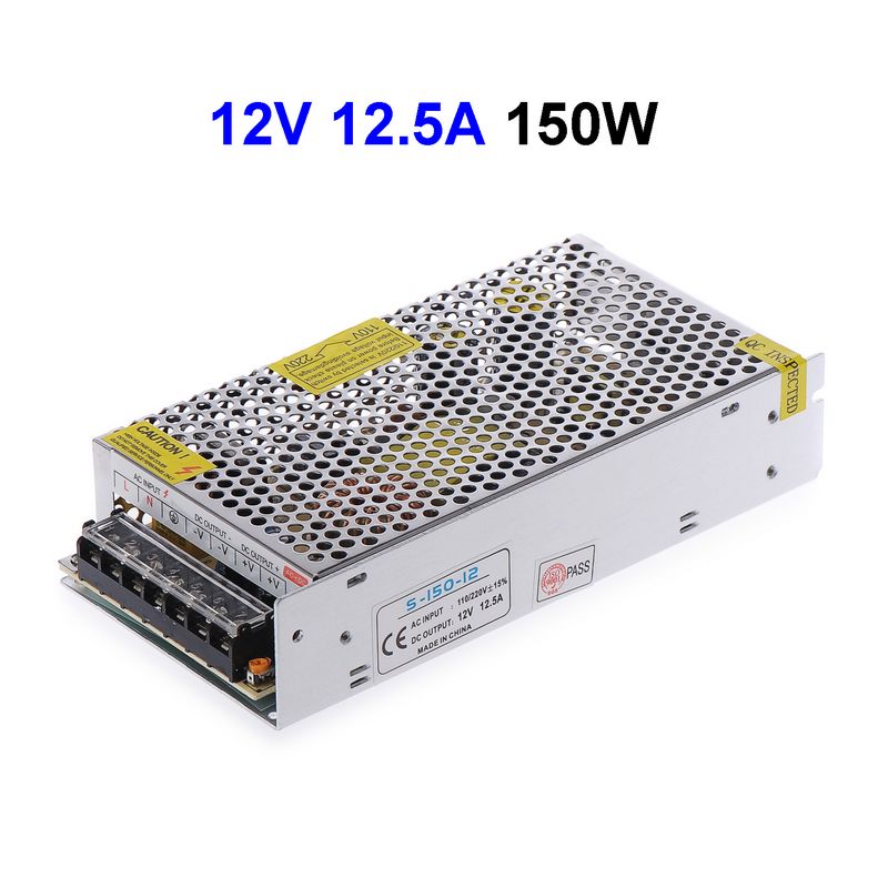 DC12V 12.5A 150W Switching Power Supply Driver Transformer For 5050 LED Rigid Strip Light Display LCD Monitor CCTV
