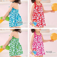 2015 new beach dress baby girls Kids cotton beach Dress children clothing summer autumn 2-7 years