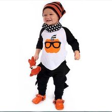 Halloween baby kids cartoon pumpkin printed costume child girls&boys clothing cotton rompers children’s christmas party dress
