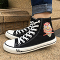 Wen High Top Canvas Shoes Design Ornamental Owl Ethnic Style Black Casual Shoes Lace Up for