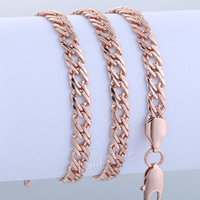 6 5 7mm 18K Rose Gold Filled Necklace Mens Chain Womens Necklace Curb Venitian chain High
