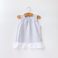 2016 Children Summer Clothes Kids T shirt girl s sleeveless cotton tshirt stitching lace border baby