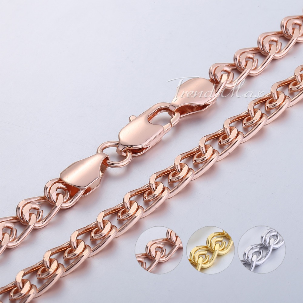 Customized 6mm Mens Boys Snail Necklace Chain 18K Rose Gold filled Necklace Lobster Clasp 18KGF Wholesale