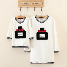 Autumn Cotton Tshirt for Mom & Daughter Family V-neck Women Tee Family Matching Clothing Family Set Women Girl Fall Tee KA52