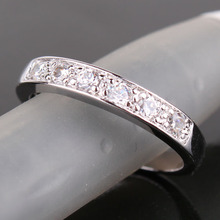 2015 Plain Wedding Rings Vintage Ring 18K White Gold Plated Round Cut White Crystals Zircon CZ