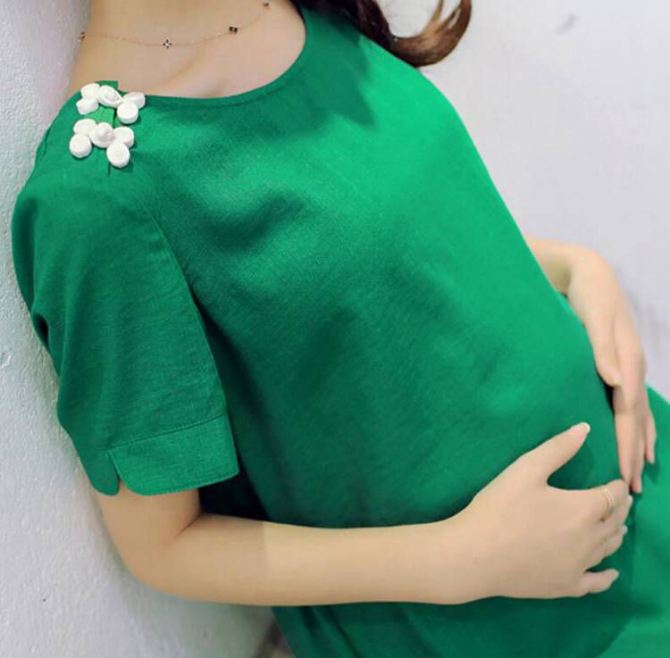 Cotton Short Sleeve Pregnant Dress Clothes For Pregnant Women Dress Summer Nursing Bra Maternity Photography Props Pink Blue (8)