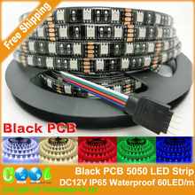 Black PCB LED Strip 5050,DC12V,Black PCB Board,IP65 Waterproof,60LED/m,5m 300LED,RGB,White,Warm White,Red,Green,Blue