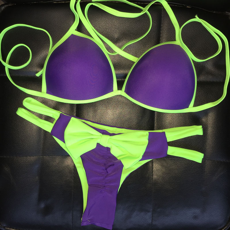 Candy-colored bikinis women Gather Push up bikini Swimwear bottom with Bow sexy string thong swimsuit Candy-colored bikinis women Gather Push up bikini Swimwear bottom with Bow sexy string thong swimsuit