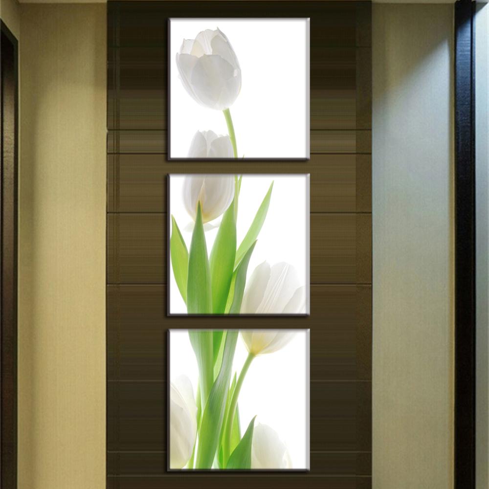 3 stks/set moderne muurschilderingen bloem witte tulp canvas print ...