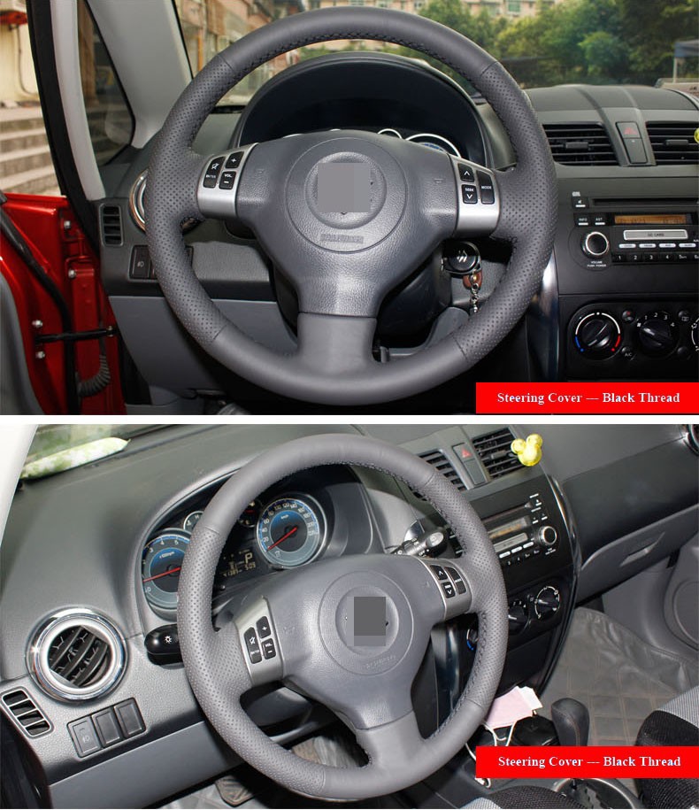 for Suzuki SX4 Alto Old Swift Leather Steering Wheel Cover Blue Black Thread