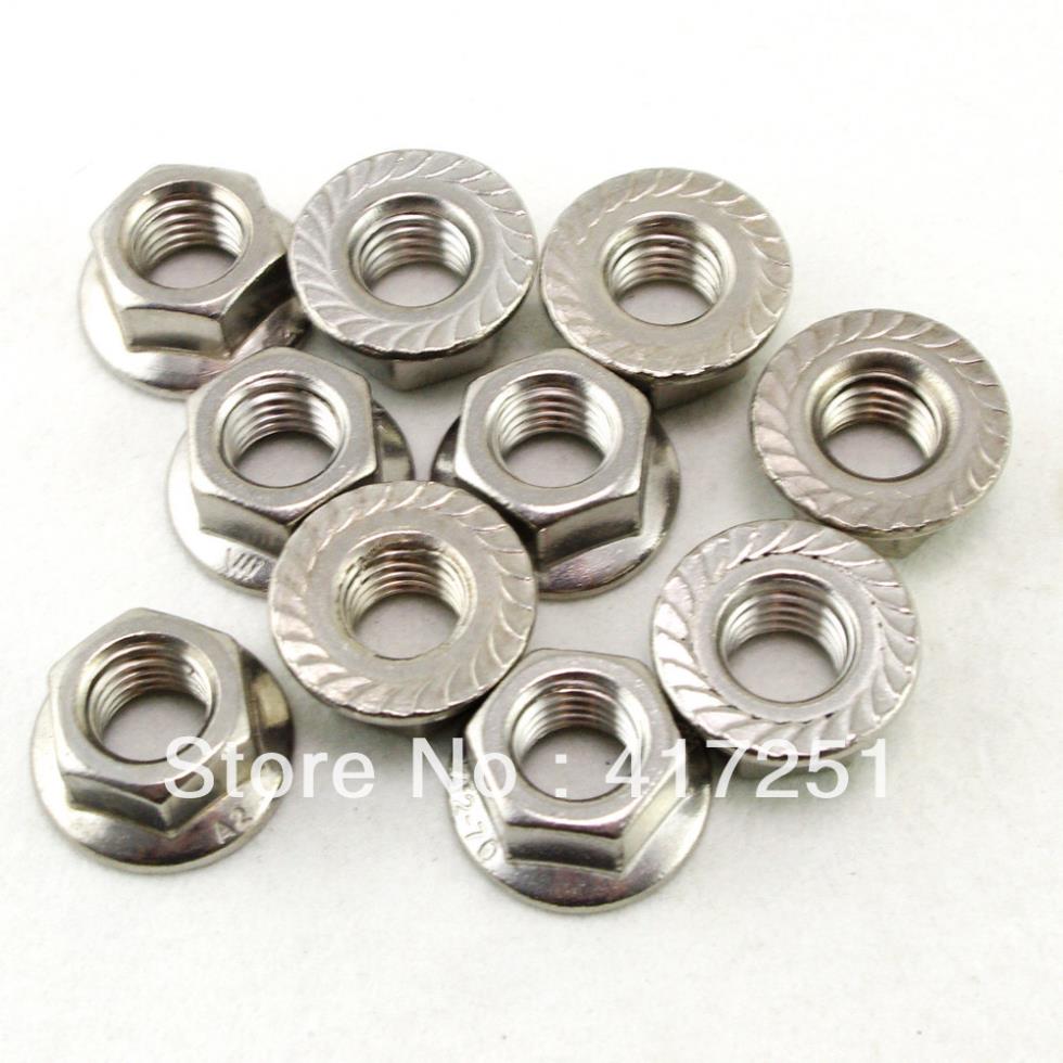 Lot25 Metric M12 304 Stainless Steel Hex Head Serrated Spinlock Flange Nuts