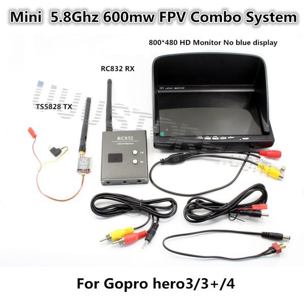 FPV Combo System 5.8Ghz 600mw 5km Transmitter and Receiver for Gopro xiao yi mi SJ4000 SJCAM QAV250 DJI Phantom Quadcopter