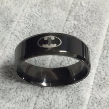 Black Batman ring 8mm 7g high polished 316L Titanium steel logo wide finger rings for men