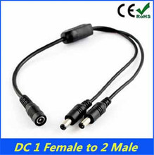 1 pcs/lot DC Power Cable 5.5×2.1mm 1 DC Female to 2 male Plug for CCTV Camera free shipping