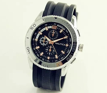 10 unids/lote nauticaing Casual Watch Women Watch vestido 2015 hombres del cuarzo señora de silicona relojes negro reloj de pulsera deportivo watch-001