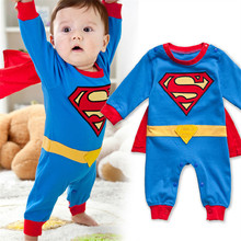 2016 Autumn Newborn Baby clothing Romper Toddler Bebes Handsome Blue Superman Long-sleeved Rompers Jumpsuit Baby boy clothes