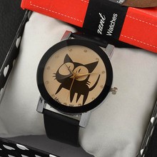 2016 New Fashion Cute watches Women and Children Favor black cat Cartoon watches Casual quartz wristWatches