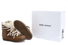 Isabel Marant Women Winter Warmly Plush Fur Ankle Snow Boots Genuine Leather Height Increasing Sneakers
