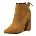 Free shipping autumn winter Pointed toe women Ankle Boot fashion Nubuck leather square heel women High