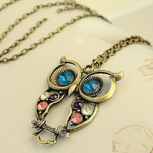 17 Colors 2015 Brand Women Cheap Metal Vintage Charm Owl Necklace Fashion Statement Necklaces Pendants Jewelry