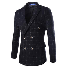 2015 New Arrival High Quality European Style High-end Men’s Fashion Tartan Wool Blazer Double-breasted Suit Jacket Men