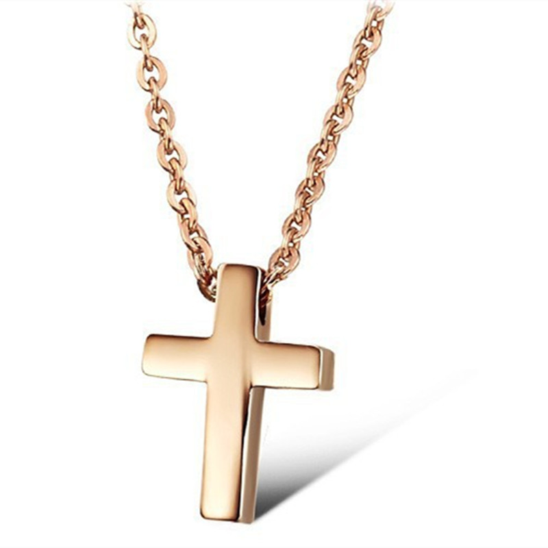 60 Hot HOT SALE Fashion Cross chain Women&#39;s Necklace silver rose gold plated 316L Stainless ...