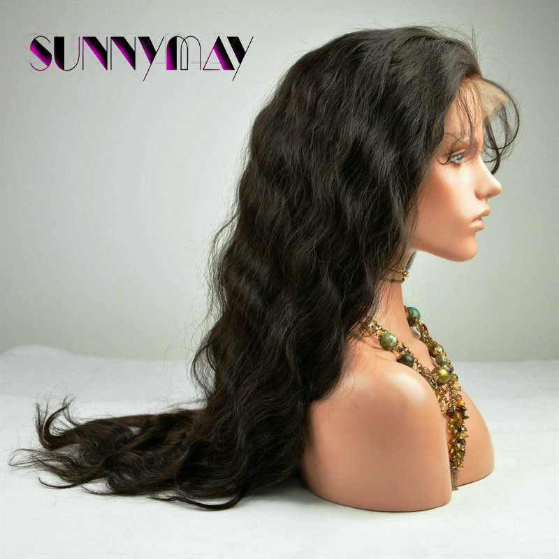 Sunnymay Stock Natural Hair Color Body Wave Glueless Cap Brazilian Virgin Hair Full Lace Wig