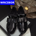 Size 33 42 Patent leather Flat Oxford Shoes Woman Flats 2017 Fashion tassel British style Brogue