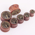 1 Pair The Tree Of Life Saddle Fit Ear Plug Wood Flesh Tunnel Organic Body Ear