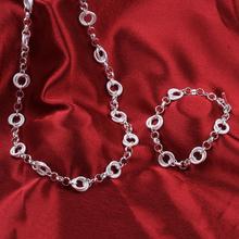 2016 new 925 stamped silver plated small lettle O circle links chains bracelet necklace for women fine fashion jewelry wholesale