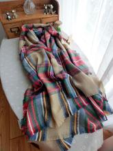Europe and the British Style Color Plaid Cashmere Scarves Female Oversized Fringed Shawl Dual Autumn and