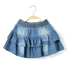 2015 new summer style girl denim tutu mini skirts children layered jeans kids clothes pettiskirt 8 10 12 14 16T years old
