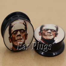 1 pair Frankenstein ear plug gauges tunnel acrylic screw flesh tunnel body piercing jewelry PAP0224