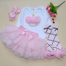 New Baby Girl Bodysuit With Lovely 3PC Sets Skirt Suit Body Pink Skirt And Headband Girls Pants Tutu Skirt Free Shipping