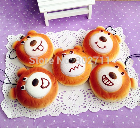 50pcs-soft Kawaii squishy bear face white mouth phone charm browm Squishies Cell Phone Straps Wholesale Rare Squishy wholesale