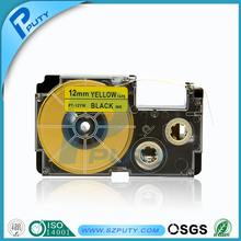 Comapatible XR-12YW 12mm label tape cassette for casio label printer tape black on yellow