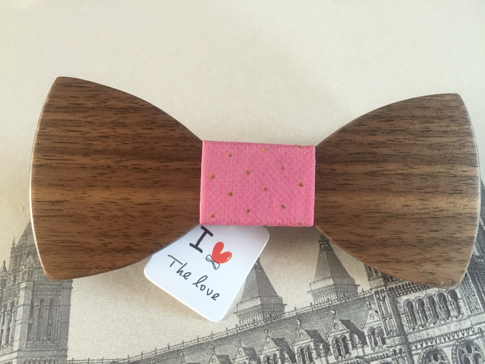DIY Wood heart drawing bow tie butterfly bowknot mens tie corbatas wooden bow tie