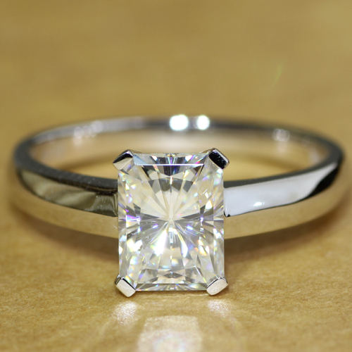Radiant moissanite engagement rings
