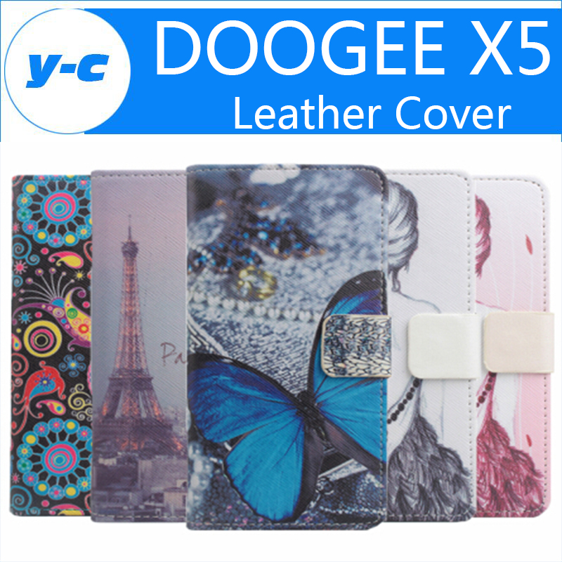 DOOGEE X5 Case  With Credit Card Slots Protective Stylish Colorful Case Skin Leather Flip Case Cover Open Upside Down -Free Ship