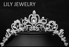 2015 New European Style Tiaras Silver Plated Hair Jewelry Top Crystal Floral Crowns for Bride Wedding