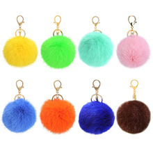 Hot Furry Ball Keychain Bag Key Hanging Tail Accessories Rabbit Fur Key Ring 7VX2