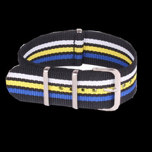 Negro blanco colorido 22 mm ejército militar pulsera de reloj de la otan Nylon correa tejida de fibra de hebilla 22 mm