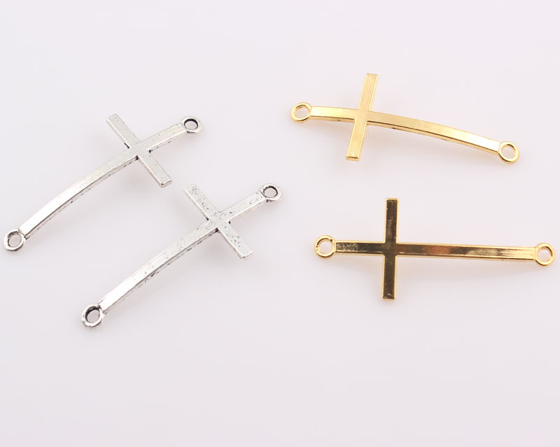 Alloy making for Curved cross Link Connector 22mm Charms sideways Sideways jewelry charms 55   New Cross  Cross