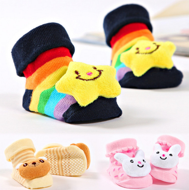 2015 Cartoon anti slip rubber kids socks newborn baby socks for girls boys infant baby cotton