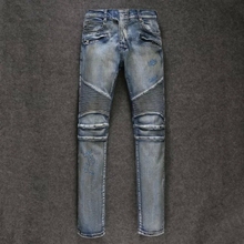 Skinny Jeans Limited European And American Retro 2015 Men Jeans Washing Process Heavy Oil Knee level