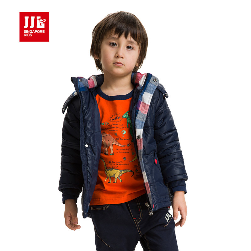 JJLKIDS brand new  winter  jacket for boys hooded handsome kids clothing  cotton warmly windproof outwear fashion children coat