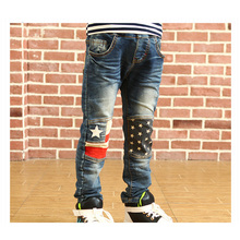 Boys 2016 New Winter Pants Thick Ripped Casual Jeans Kids Blue Skinny Fashion Children Clothing Little Kid Sport Denim Pants